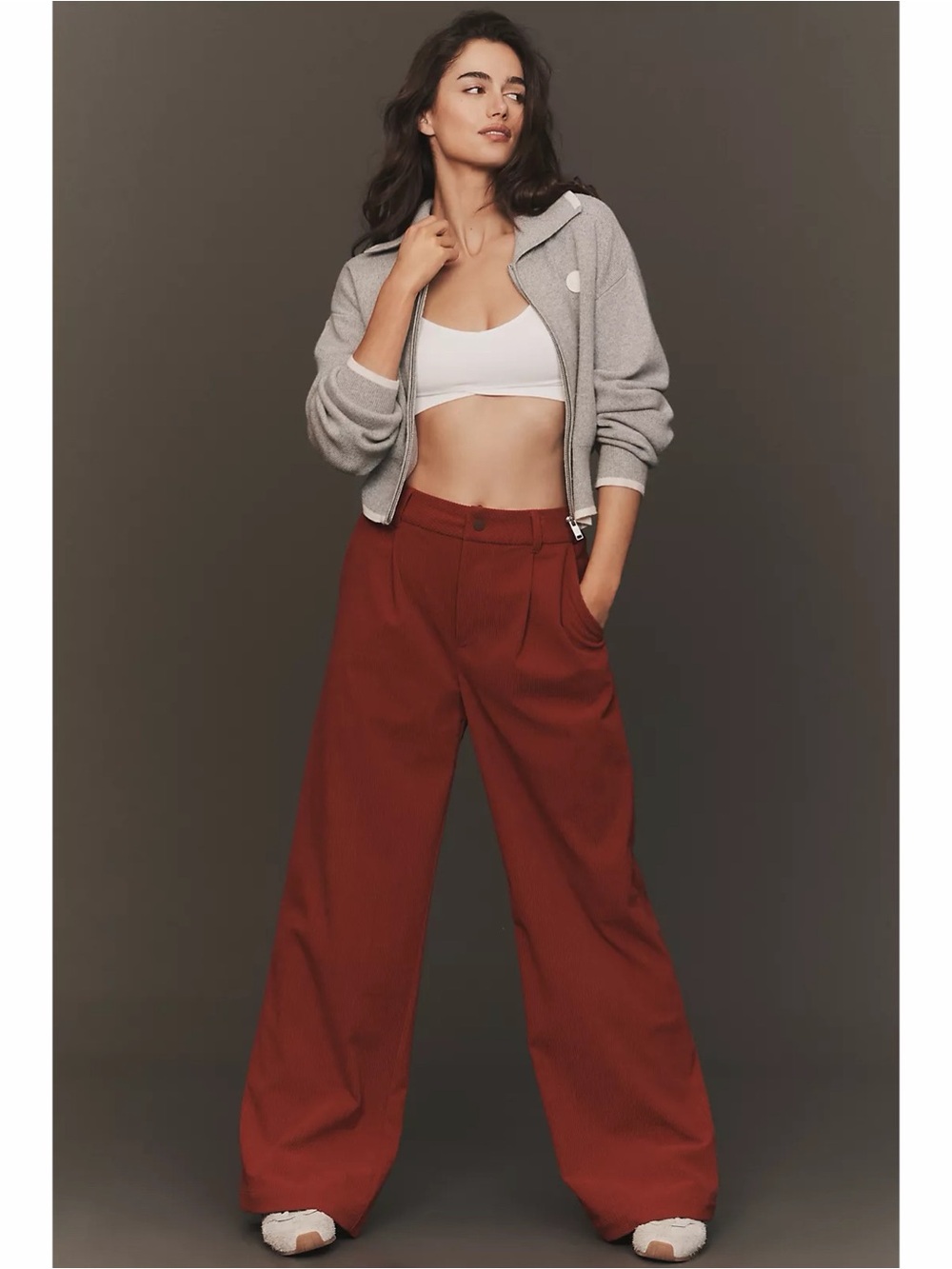 Anthropologie Varley Floris Rust Wide Leg High Rise Work Pants Business Casual M